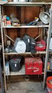 lot 376 image: METAL SHELF AS SHOWN. CONTENTS NOT INCLUDED.