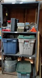 lot 411 image: METAL SHELF WITH ADDITIONAL SHELVES AS SHOWN. CONTENTS NOT INCLUDED.