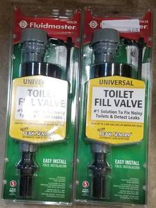 lot 465 image: 2 NEW TOILET FILL VALVES IN PACKAGES AS SHOWN.