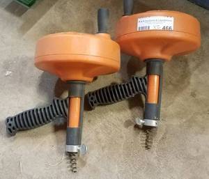 lot 466 image: 2 RIDGID HANDHELD SEWER CLEANING SNAKES AS SHOWN. YOU ARE BIDDING BY THE PIECE