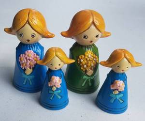 lot 510 image: VINTAGE WOLIN, JAPAN WOODEN FIGURINES AS SHOWN.