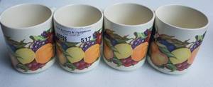 lot 517 image: 4 FRUIT THEMED COFFEE CUPS AS SHOWN.