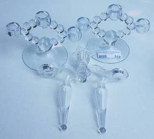 lot 519 image: CANDLEWICK CLEAR GLASS CANDLE HOLDER BY IMPERIAL GLASS-OHIO AS SHOWN.