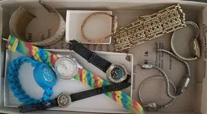 lot 602 image: LOT OF WATCHES AND FASHION JEWELRY AS SHOWN.