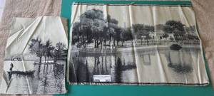 lot 607 image: WW II ERA ASIAN SILK EMBROIDERY SILK PANEL - TORII BRIDGE