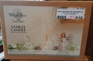 lot 618 image: 2 NEW YANKEE CANDLE REED DIFFUSERS WITH A 3.75 WILLOWTREE ANGEL OF CARING IN BOXES AS SHOWN. YOU ARE BIDDING BY THE PIECE
