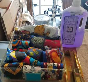 lot 623 image: LOT OF ASSORTED STYLE TIES AND MORE AS SHOWN.