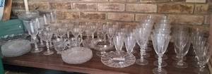 lot 627 image: LOT OF VINTAGE ETCHED-GLASS STYLE DISHES AS SHOWN. NICE SET YOU ARE BIDDING BY THE PIECE