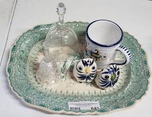 lot 645 image: LOT OF ASSORTED ITEMS INCLUDING BELLS, PLATTER AND MORE AS SHOWN.