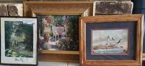 lot 685 image: 3 FRAMED ART PRINTSLITHOGRAPHS AS SHOWN. YOU ARE BIDDING BY THE PIECE.