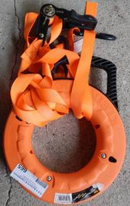 lot 665 image: EXTENSION CORD, WATER HOSE, STRAP AND MORE AS SHOWN.