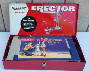 lot 686 image: VINTAGE GILBERT ERECTOR NO. 10041 IN ORIGINAL METAL CASE AS SHOWN.