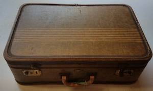 lot 751 image: VINTAGE TRAVEL SUITCASE WITH CONTENTS INCLUDING AN ASSORTMENT OF VINTAGE CLOTHES AND MORE AS SHOWN.