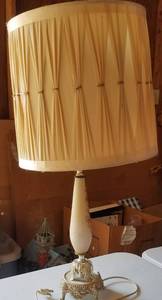 lot 748 image: VINTAGE LAMP WITH GILTED DESIGN AS SHOWN.