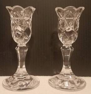 lot 746 image: MARQUIS BY WATERFORD CRYSTAL CANDLE HOLDERS IN ORIGINAL BOX AS SHOWN.