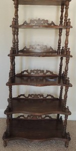 lot 23 image: Beautiful Carved Orante Wood  Display Shelf  - 6 LEVELS   70x34x15