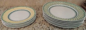 lot 43 image: Villeray & Boch pattern #1748 FRENCH GARDEN ORANGE Made in Germany. 10 dinner plates x 6 and 8 luncheonsalad plate x 4