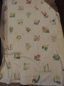 lot 55 image: Hand made quilt needle point and applique Flowers  size 72x80
