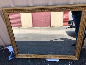 lot 67 image: LARGE GOLD FRAMED MIRROR  APPROX.  30 X 36
