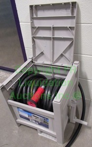 lot 173 image: Suncast Hose Hideaway garden hose storage system and garden hose