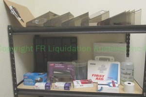 lot 154 image: Contents of shelves, including office supplies and more