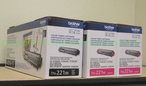 lot 189 image: Brother TN-221BK and TN-221M color toner cartridges