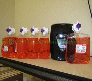 lot 109 image: Hillyard hand soap replacement packs and Hillyard hand soap dispenser