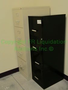 lot 102 image: Metal file cabinets, 2 count one has damage