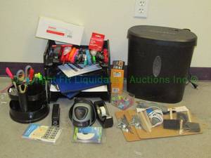 lot 94 image: Various office supplies, including Omnitech paper shredder and more