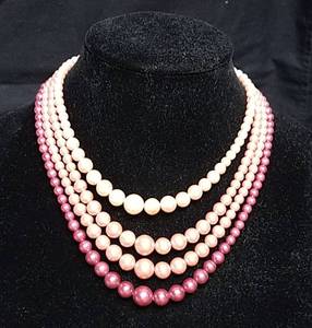 lot 161 image: Vintage 4 strand loose bead necklace