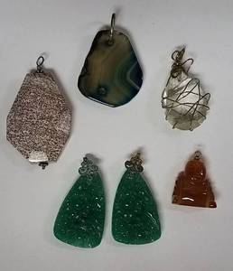 lot 180 image: Natural stone pendants
