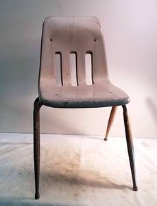 lot 214 image: Vintage Brown Plastic School Desk Chair