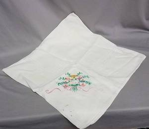 lot 310 image: Embroidered square tabledresser cloth