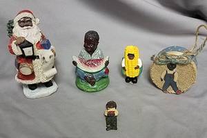 lot 343 image: Black Americana figurines, pin and ornament