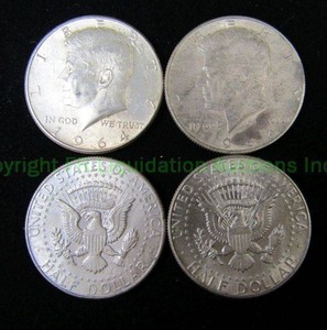 lot 480 image: Silver pre 1965 Kennedy half dollars. Bid is times the quantity