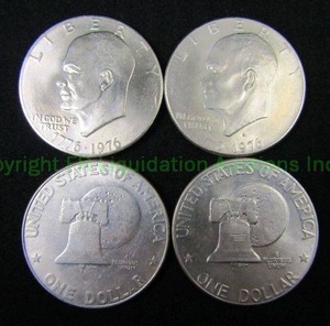 lot 482 image: Bicentennial 1776-1976 Ike dollars. Bid is times the quantity