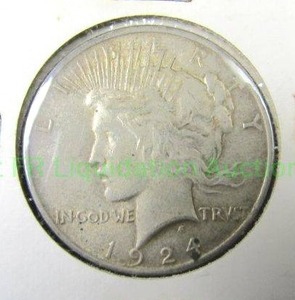lot 487 image: Silver 1924 peace dollar