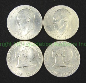 lot 512 image: Bicentennial 1776-1976 Ike dollars. Bid is times the quantity