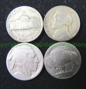 lot 550 image: Buffalo nickels and 40% silver jefferson nickels