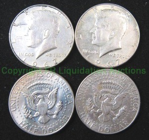lot 557 image: Kennedy half dollars. Bid is times the quantity