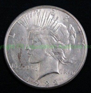 lot 498 image: Silver 1922 peace dollar