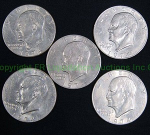lot 495 image: Ike dollars. Bid is times the money
