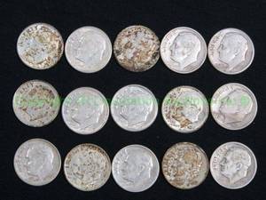 lot 496 image: Silver pre 1965 Roosevelt dimes, 15 count