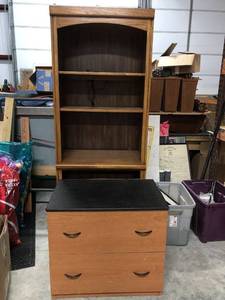 lot 100 image: Book shelf and filing unit