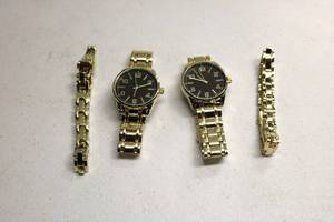 lot 63 image: 2 Gold Bracelets and 2 Mens Gold Watches