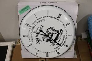 lot 72 image: Wall Clock - Organic Goat Cheese Design