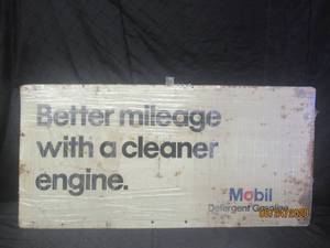 lot 55 image: VINTAGE MOBIL GASOLINE METAL SIGN 44X21