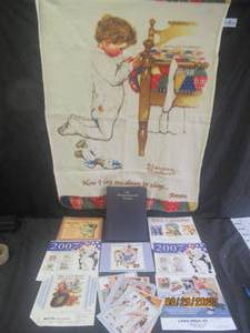 lot 187 image: NORMAN ROCKWELL LOT 21 PIECES CALENDERS, FLEECE BLANKET, ART WORK BOOK AND PICTURES