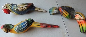 lot 165 image: 2 PARROTS, 1 Toucan birds, two are 15 long  one is 16 long
