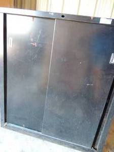lot 201 image: Black double door workshop tool box42 x 37x 15